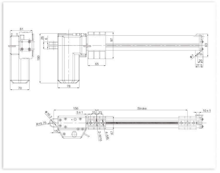 Ly014 linear actuator drawing