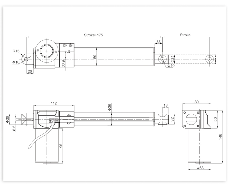 LY011F linear actuator drawings
